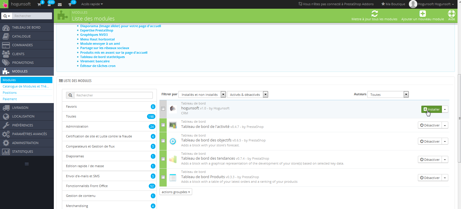installation du module